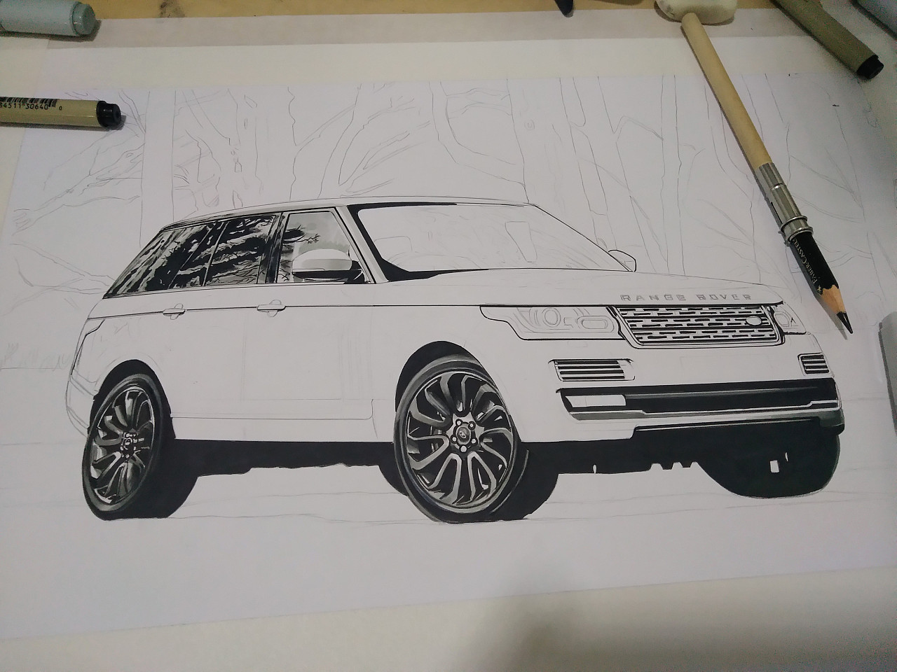 Easy Drawing Car Range Rover with ArtBeek Markers Step by Step