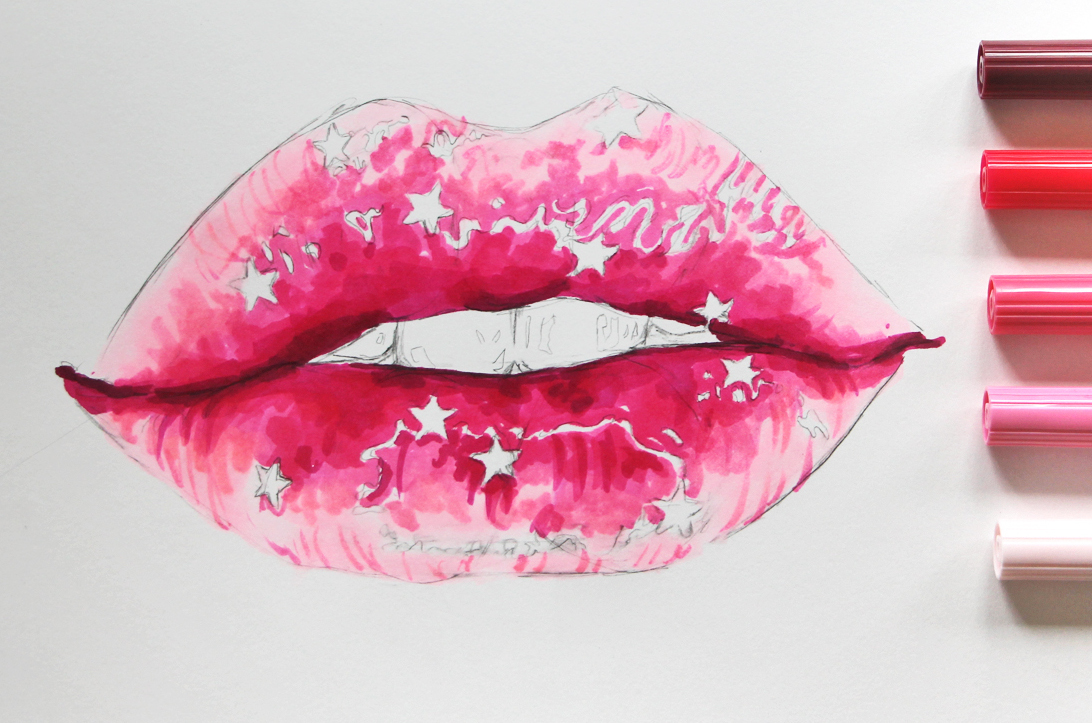 Glossy Lips | Cara menggambar, Sketsa, Menggambar bunga
