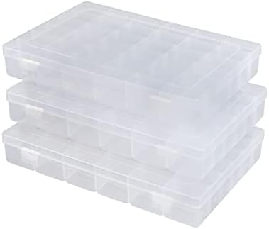 Hlotmeky Bead Organizer Box 3 Pack Plastic Craft Organizer 36 Grid  Compartment Organizer Box with Dividers Clear Tackle Box