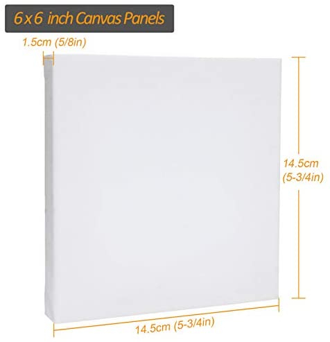 Zingarts Canvases for Painting 6x6Inch 6-Pack 100% Cotton Primed