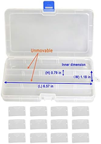 DUOFIRE Plastic Storage Box 15 Compartments Adjustable Divider Organizer Jewelry Earring Tool Containers (4 Packs, 4 Colors)
