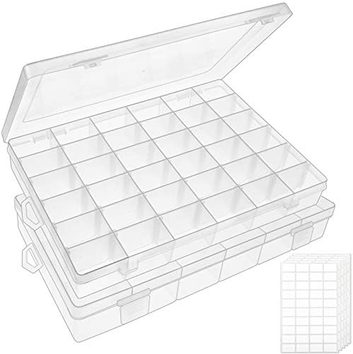 OUTUXED 2pack 36 Grids Clear Plastic Organizer Box Container Craft