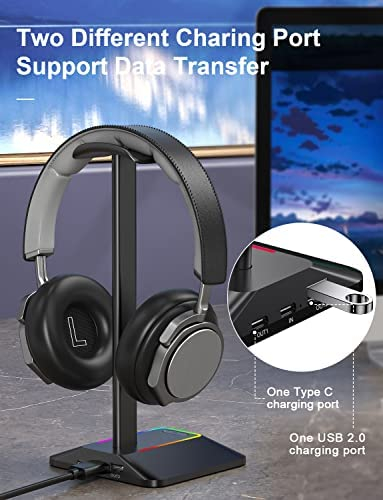 Bitterhed Nathaniel Ward blod Link Dream Headphone Stand Gaming Headset Holder with RGB Light 2 USB  Charging Port Aluminum Supporting Bar Flexible Headrest Anti-Slip Pads Earphone  Stand for All Headphones | ArtBeek