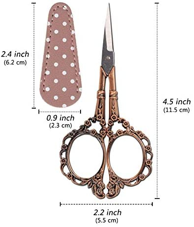 Hisuper 4.5inch Sewing Embroidery Scissors with Leather Scissors