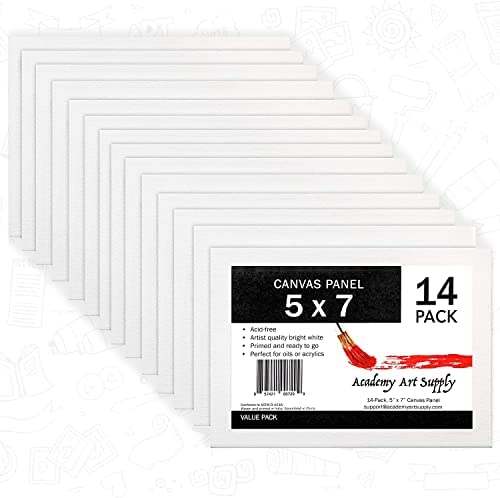 Academy Art Supply Canvases Panels 5 x 7 inch - 100% Cotton Artist