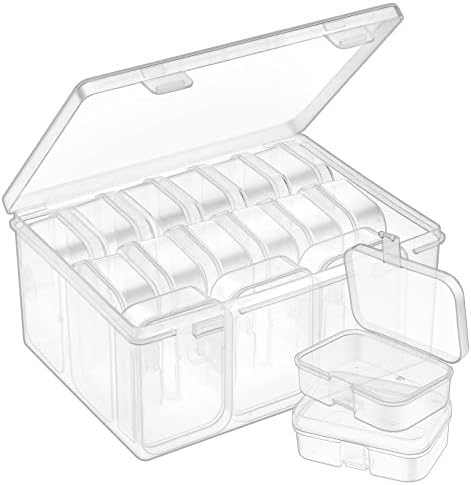 Qeirudu 30 Pcs Small Plastic Storage Box Bead Organizer Box