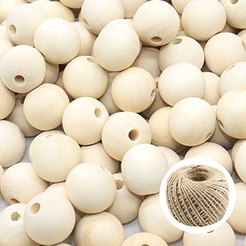 Thyssen 500pcs 20mm Wood Beads Crafts Natural Round Unfinished Loose Beads Are used to Make DIY Wooden Beads Garlands, Home Decoration