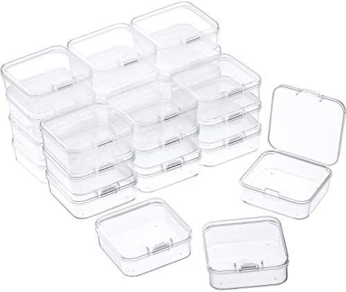 Rocutus 24 Pack Small Clear Plastic Storage Containers with Lids,Beads  Storage Box with Hinged Lid for Beads,Earplugs,Pins, Small Items, Crafts