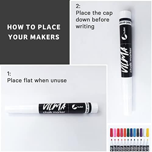 VILMA Liquid Chalk Markers Window Markers for Cars Glass pens Wet Erase Markers  Washable Blackboard Markers for Car Window, Mirrors