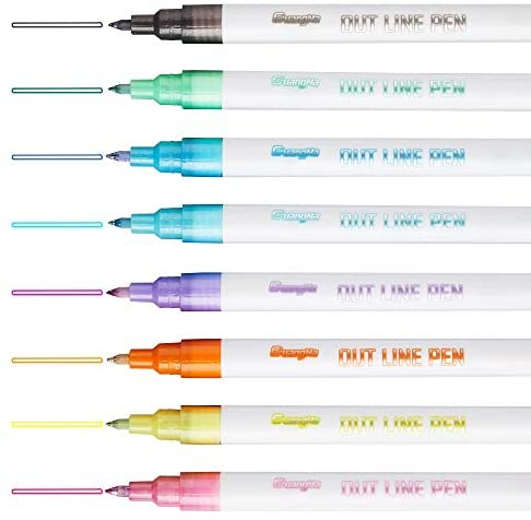Super Squiggles Self-outline Metallic Markers, Double Line Pen Journal Pens & Colored Permanent Marker Pens for Kids, Amateurs and Professionals