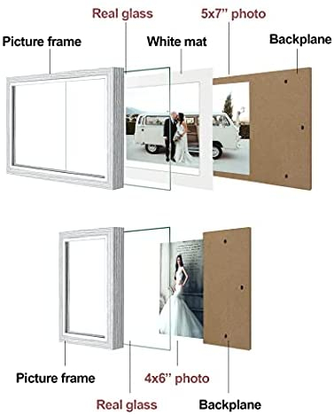 Brushed Black Metal Picture Frame with Vertical White Mat 4x6