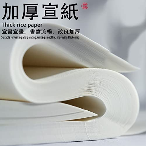 Chinese Blank Xuan Paper Raw, Calligraphy Brush Ink Writing Sumi Rice Paper Without Grids, White Sheng Xuan Paper for Beginner & Intermediate