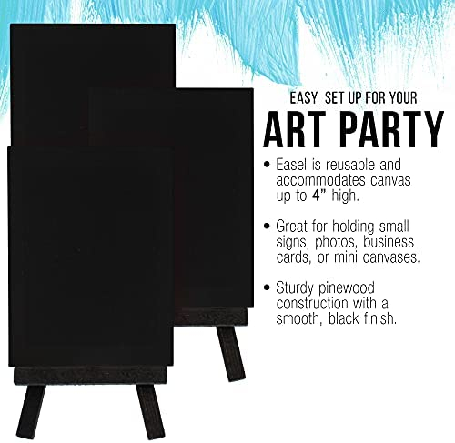 Creative Mark Ultra Mini Black Stretched Canvas & Black Wood Easel for  SmAll Paintings - 3x4 inch [20 pack] Perfect to Paint or Displaying  SmAll-scale