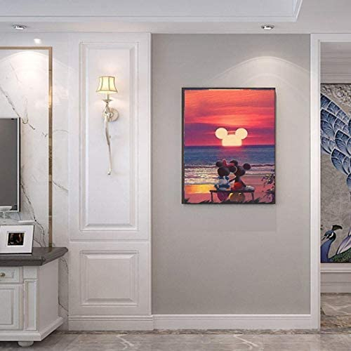Karyees Paint by Numbers Disney DIY Painting by Numbers Kits DIY Canvas Paint by Numbers Disney Sunset Beach Acrylic Painting Home Decor Paint by Numb
