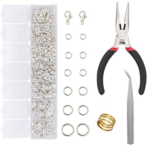 EuTengHao Jewelry Making Supplies Kit Jewelry Repair Tool Set with Jewelry Pliers Beading Wires Open Jump Ring Lobster Clasps Necklace Cord Ribbon