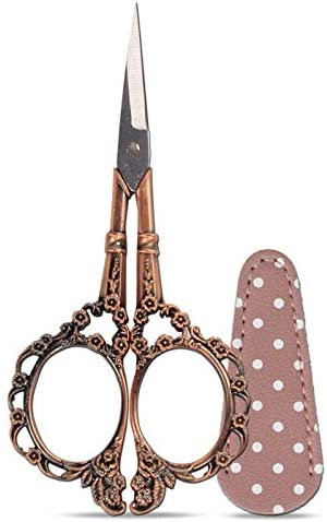 Hisuper 4.5inch Sewing Embroidery Scissors with Leather Scissors