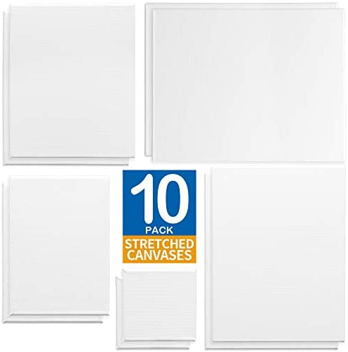  FIXSMITH Stretched White Blank Canvas - 12 x 16 Inch, Bulk Pack  of 8, Primed, 100% Cotton, 5/8 Inch Profile of Super Value Pack for  Acrylics,Oils & Other Painting Media.