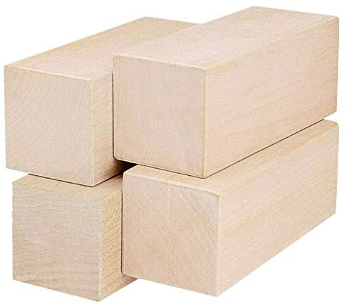 RHBLME 40 Pcs Basswood Carving Blocks, 4 x 1 x 1 Unfinished Wood Blocks for Carving, Wooden Cubes Soft Solid Wooden Basswood for Wood Carving Begin