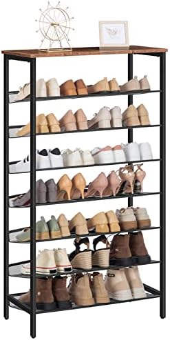 HOOBRO 10-Tier Shoe Rack, Large Capacity Shoe Shelf, Stable and Sturdy, Shoe Storage Organizer with Flat & Slant Adjustable Metal Shelves, for 27-36