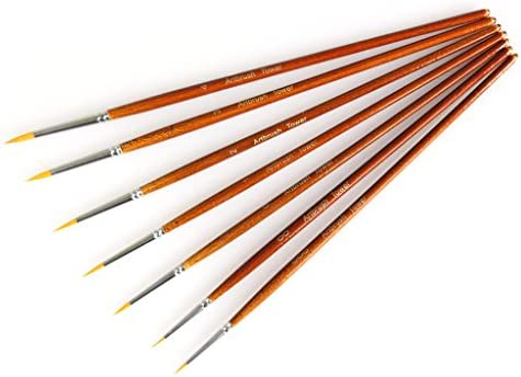 Fine Detail Paint Brush Set - 7 Pieces Miniature Brushes for Watercolor,  Acrylic Painting