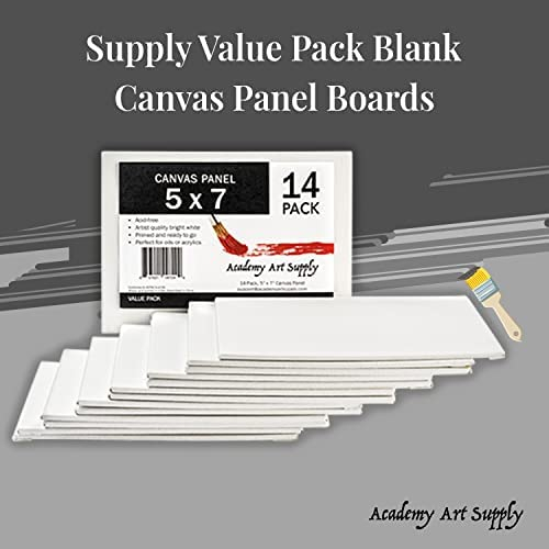 Academy Art Supply Canvases Panels 5 x 7 inch - 100% Cotton Artist Blank Canvas