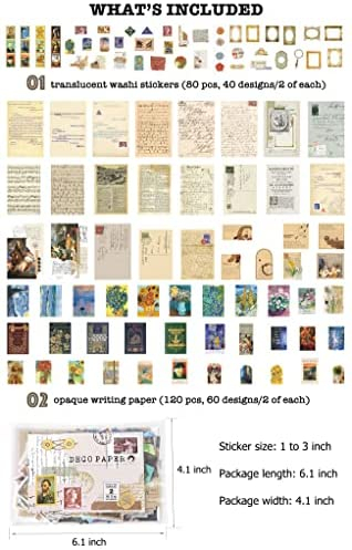 200 Pieces Vintage Scrapbooking Stickers DIY Paper Stickers Craft Kits  Scrapbook Supplies Pack for Art Journaling Bullet Junk Journal Planners 