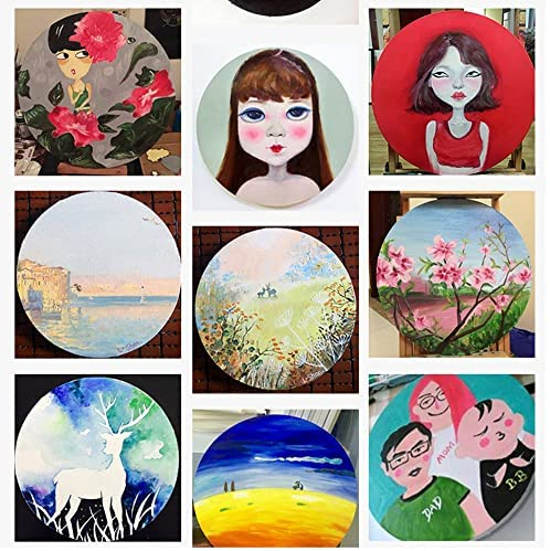 Round Canvas for Painting, Pre Stretched Cotton Canvas Boards, Circle  Shaped Art Canvas Panels for Acrylic Oil Painting