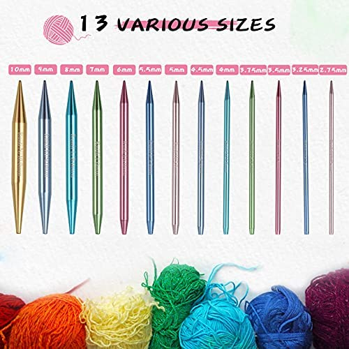 LOOEN 13 Pairs of Interchangeable Circular Knitting Needles Set