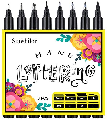 Sunshilor Hand Lettering Pens, Brush Pens Black Calligraphy Pens for  Beginners Writing