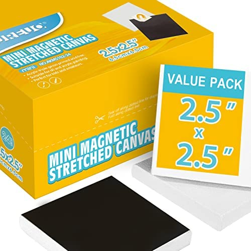 AUREUO Mini Magnetic Stretched Canvas 2.5x2.5 Inch / 24 Pack