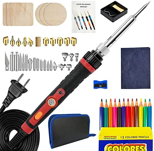 Wood Burning Kit, WoodBurning Tool Adjustable Temperature 200~450 ℃  Pyrography Kit for Adults Kids Beginners (Bue)