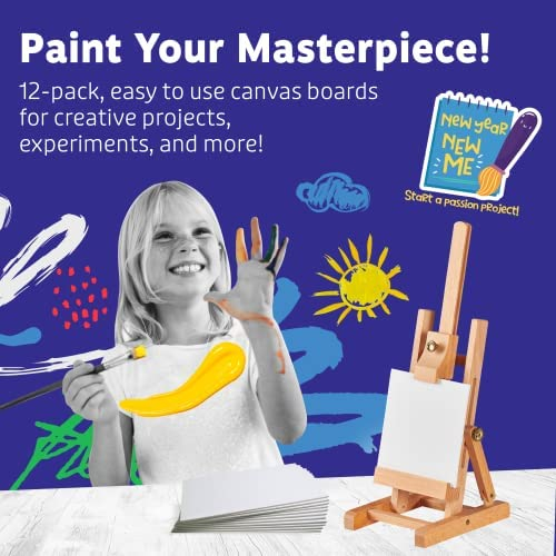 Artlicious Canvas Panels 12 Pack - 4 inch x 4 inch Super Value Pack - Artist Canvas Boards for Painting