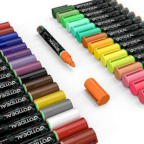 GOTIDEAL Liquid Chalk Markers, 30 Colors Premium Window Chalkboard Neon Pens, Including 4 Metallic Colors, Painting and Drawing