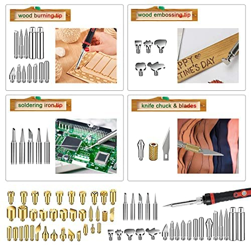 77 PCS Wood Burning Kit, Professional Wood Tool with Adjustable Temperature  200~450 ℃ Wood Burning Pen and Soldering Iron Various Creative DIY Tool
