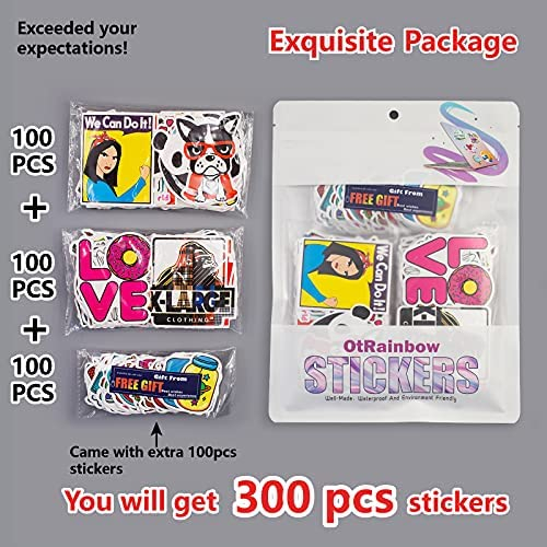 200 pcs Cool Random Stickers Vinyl Skateboard Stickers Variety Pack for Laptop