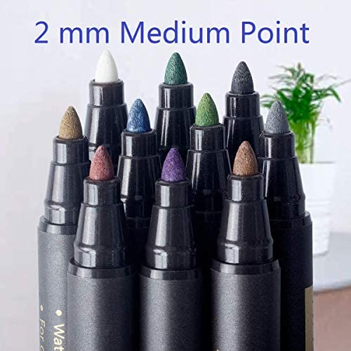 Metallic Marker Pens 10/20 Colors Medium Point Metallic Markers for Rock  Painting, Black Paper, Card Making, Scrapbooking Crafts