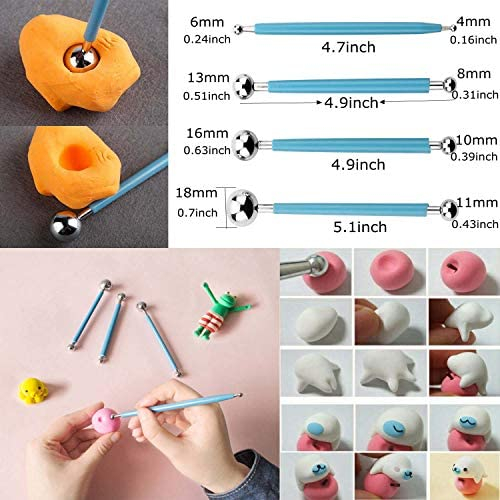 Polymer Clay Tools,Augernis 19pcs Modeling Clay Sculpting Tools with Plastic Case for Kid's After School Pottery Sculpture Classes,Cake Fondant