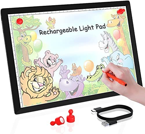 Rechargeable A4 Light Pad, Wireless Battery Powered LED Light Box for  Tracing, Ultra-Thin Dimmable Light Board for Weeding Vinyl, Sketching,  Drawing