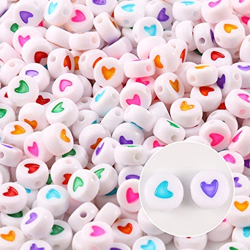 Making 1500 Pieces of 4x7mm Alphabet Beads for Bracelets Friendship Bracelet  Letters for Crafts (1500 Colourful Letter White Bead) Acrylic Heart Beads  for Jewellery Making
