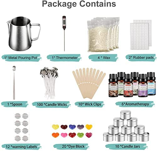 Haccah Complete Candle Making Kit,Candle Making Supplies,DIY Arts and Crafts Kits for Adults,Beginners,Kids Including Wax, Wicks, 6 Kinds of Scents,Dy