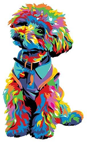 Paint by Number Dog// Paint by Number Kit for Kids// Paint by Number  Painting// DIY Kids and Dog Oil Painting on Canvas// Home Decor 