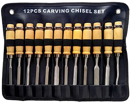Boolavard 12pcs Wood Carving Hand Chisel Tool Carving Tools Woodworking Professional Gouges Set
