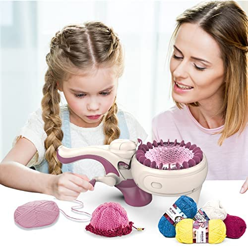 Knitting Machine For Kids And Adults, 24 Needles Handheld Knitting Machines  Kit, DIY Knitting Board Rotating Double Knit Loom Machine Kits,  Parent-Child Loombot Creative Toys, Crochet Loom Tube/Plain Knit Mode,  Knitting 
