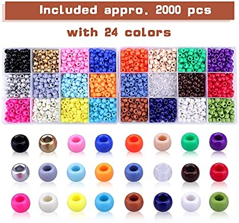 Greentime Pony Beads, 9mm Bright Pearl Color Craft Beads Bracelet Making Kit  Hair Beads for Friendship Bracelet Jewelry Making and DIY Crafts for Gifts-  2800Pcs
