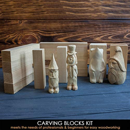 BeaverCraft BW18 pcs Basswood Carving Blocks Whittling Wood Carving Blocks  Basswood for Carving Wood for Whittling Kit Wood Blocks for Carving Basswood  for Wood Carving Set Wood Carving Wood
