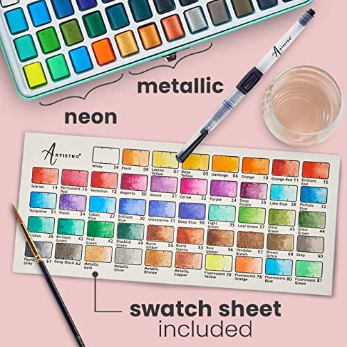 Watercolor Paint Set, 48 Colors, Water Brush Pens, Sponges, and Travel  Storage Case, PACK - Ralphs