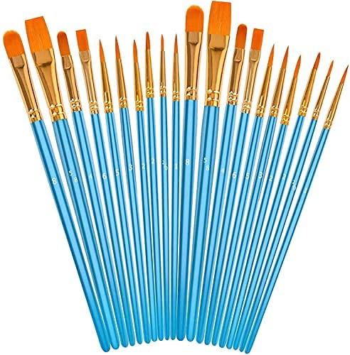 Soucolor Acrylic Paint Brushes Set, 20Pcs Round Pointed Tip Artist
