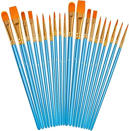 PTC 12-Piece Round Tip Artist Paint Brush Set - Long Handle 13" - Oil/Water Base