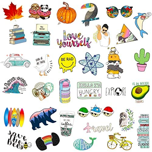 Greingways 100 Pcs Water Bottle Stickers Waterproof Stickes for Laptop Skateboard Notebook Vsco Vinyl Cute Aesthetic Stickers for Car Decal Phone Kids