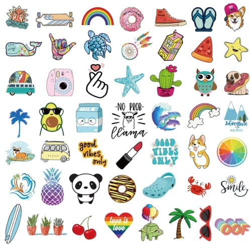 100pcs VSCO Cute Aesthetic Preppy Stickers for Laptop Luggage Decal  Removable Vinyl Skateboard Water Bottle Notebook Gift Hydro Flask Girls -   Israel